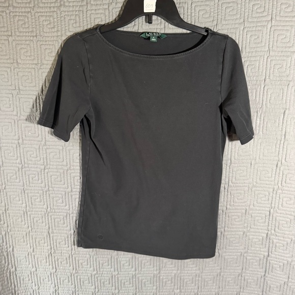 Lauren Ralph Lauren T-Shirt Women’s Size Medium Short Sleeve Cotton Blend Black - Picture 1 of 8